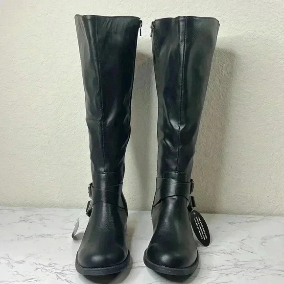 Style & Co Marliee Womens Faux Leather Wide Calf Motorcycle Boots Size 7M WC - Picture 4 of 10